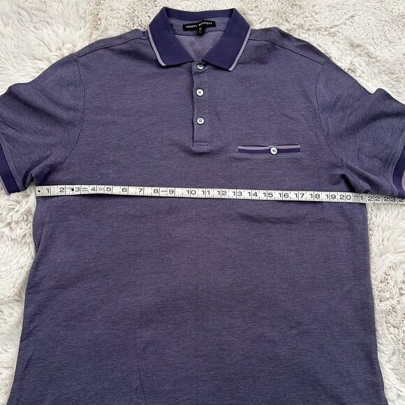 Robert Barakett Polo Findlay Short Sleeve Shirt Heathered Purple Size M - Picture 2 of 7